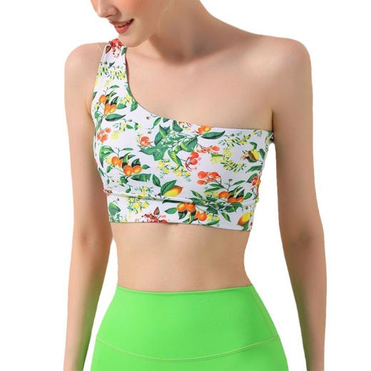 【126元任选2件】跃牌【漫西】系列 花单肩美背心瑜伽服套装女带胸垫运动文胸内衣健身裤Y237 商品图4