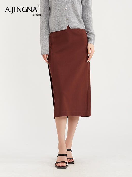 【高雅韵味】阿菁娜精纺羊设计感直筒半身裙F29D213003 商品图4