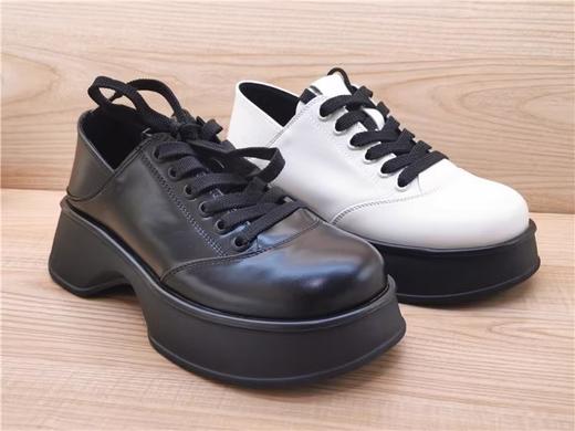 豪行秋季新款正品真皮松糕鞋简约舒适厚底系带女单鞋22353162 商品图2