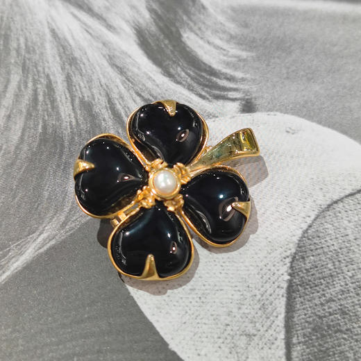 北京仓｜Goossens Paris-Trefle-天然黑色玛瑙 珍珠 胸针［法国设计师］ 商品图3