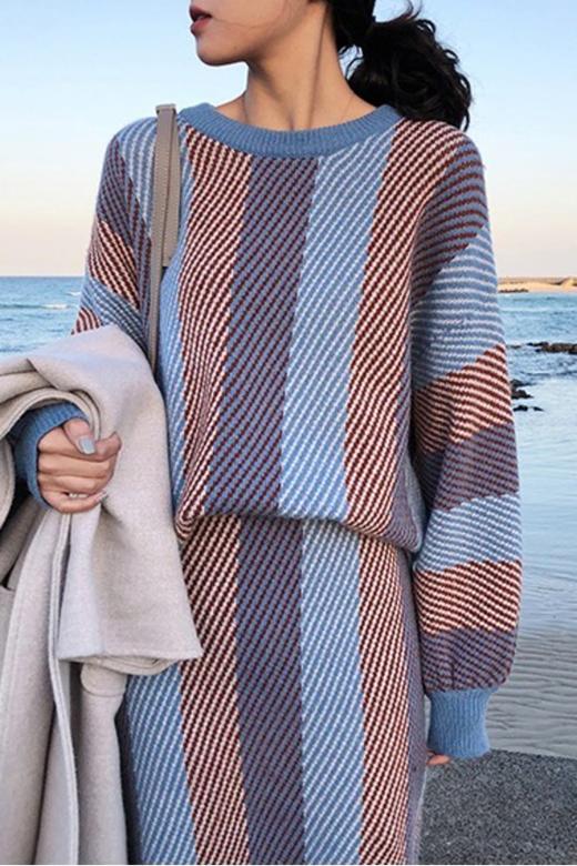 HAYES 蓝色条纹针织裙套装 10371 商品图2