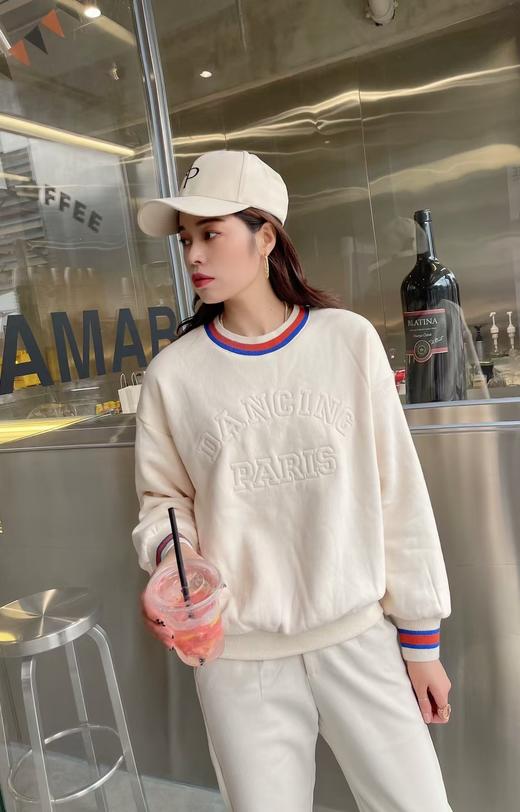 5827#加绒加厚字母印花卫衣 商品图1