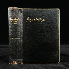 约20世纪早期 朗费罗诗集 配多幅手工贴图 全真皮精装32开