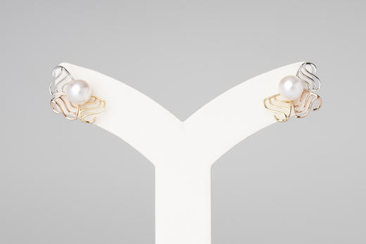 「浪」Akoya珍珠14k金耳钉 商品图4