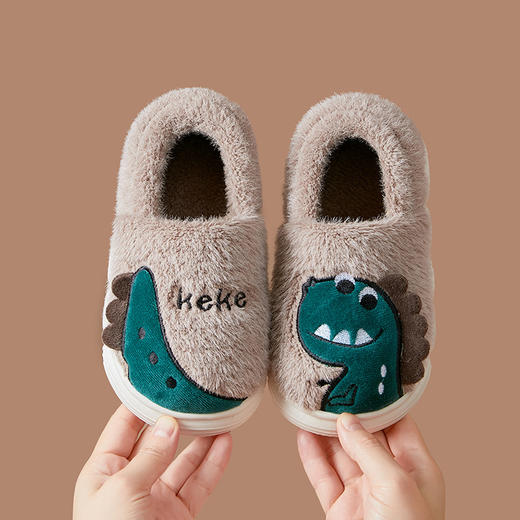 【全新升级❗️窠窠恐龙可爱儿童棉拖鞋】儿童踩屎感拖鞋包跟加厚保暖，轻盈可爱脚感暖和不闷脚，室内宝宝棉拖鞋防滑秋冬拖鞋女QQ 商品图5