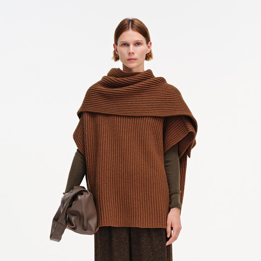 【舒系列】舒库羊毛披肩女年冬不规则毛衣多功能披肩围巾外搭 商品图1