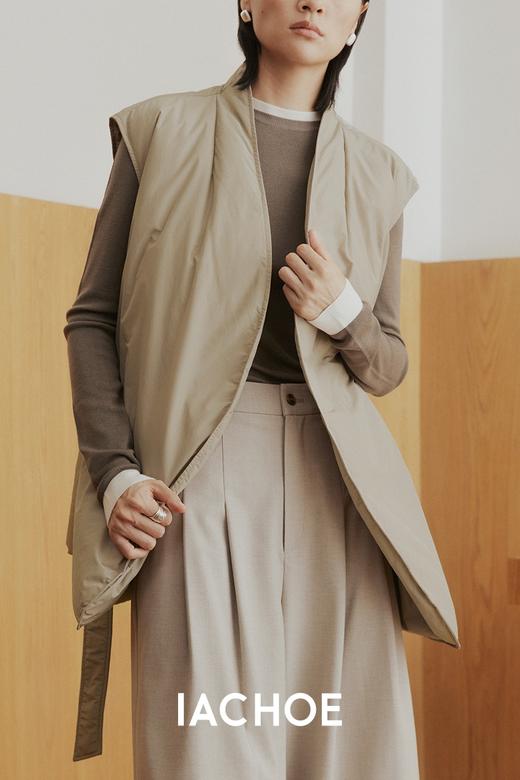 棉仓3571515005-秋冬新款95白鸭绒羽绒马甲    系带坎肩宽松羽绒服短外套 商品图4