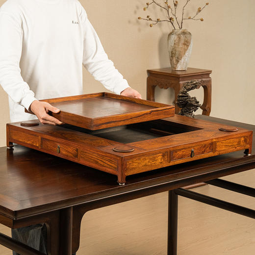 二十世纪 黄花梨马蹄腿四面平棋盘 商品图3