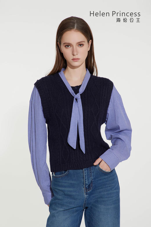 假两件马甲针织衬衫 商品图5