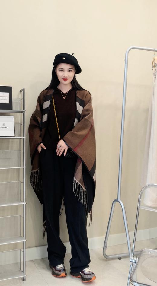 代工1:1稀缺捡漏双面皮滚边羊绒羊毛披肩大衣斗篷 商品图3