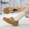 Safiya/索菲娅2024秋冬保暖加绒一脚蹬外穿平底羊羔毛毛勃肯鞋 SF44112035 商品缩略图5