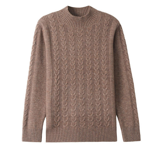 CC-103-66151麻花半高领针织打底衫女士长袖新款秋冬妈妈上衣内搭短款厚款毛衣 商品图4