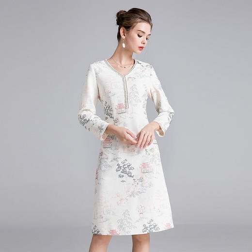 【高货deo】全新升级【铂金会员441/天猫599/差价158】(32645) 洛诗琳秋冬重工刺绣新中式连衣裙2024新款改良国风裙子 商品图1