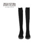 西村名物2024冬季新款百搭典范瘦瘦靴加绒粗跟高筒长靴女X24DI47271 商品缩略图1