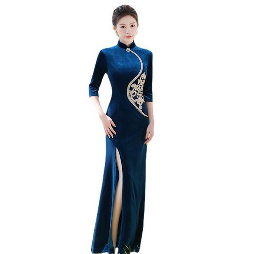 走秀旗袍新款老上海复古丝绒中式修身显瘦日常演出YD99 商品图4