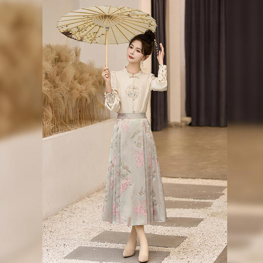 新中式国风春秋新款汉服马面裙两套HR-QIXFS9807 商品图2