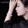 GAONAS 925银合成锆石手镯 时尚设计重磅豪镶粉白开口手镯10496SP 商品缩略图4