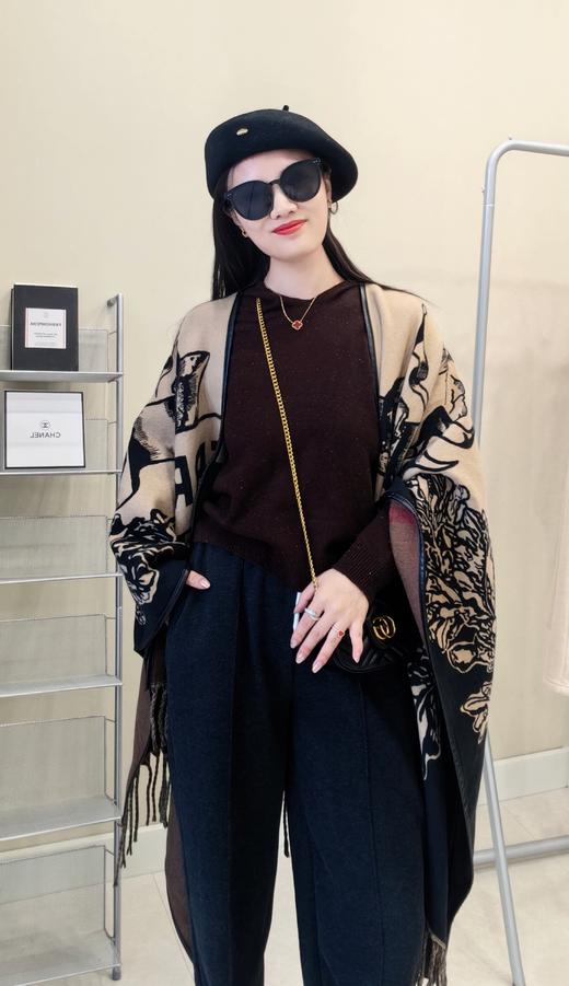 代工1:1稀缺捡漏双面皮滚边羊绒羊毛披肩大衣斗篷 商品图2