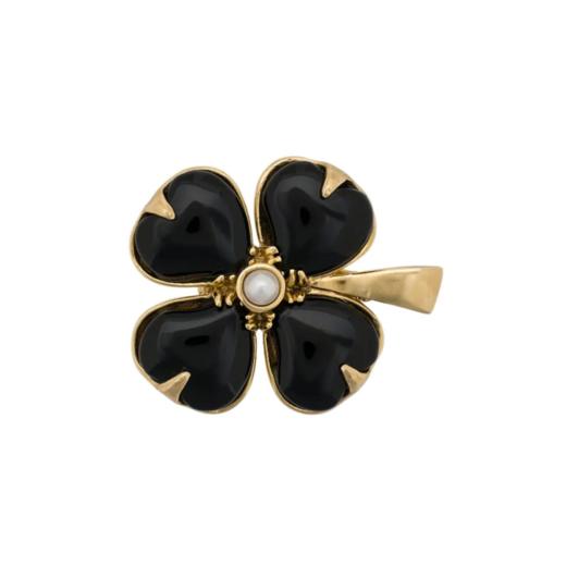 北京仓｜Goossens Paris-Trefle-天然黑色玛瑙 珍珠 胸针［法国设计师］ 商品图2