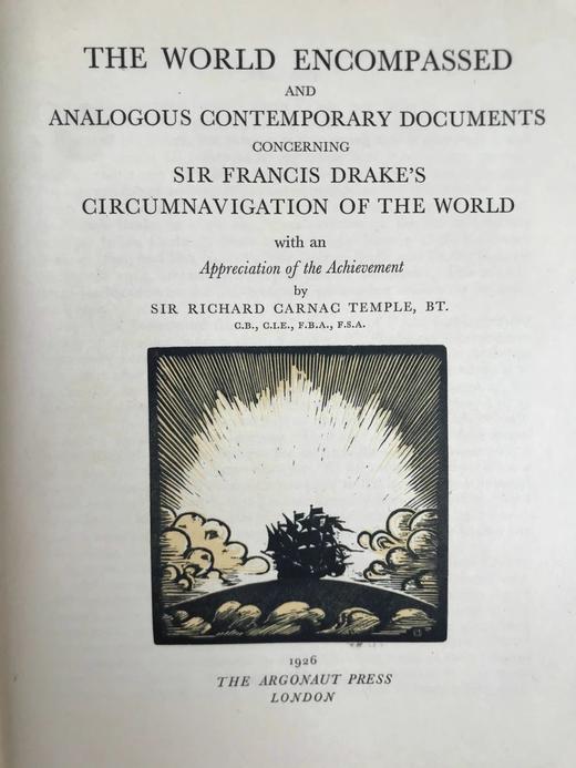 限量版毛边本！有编号！1926年 弗朗西斯·德雷克船长航海记 配插图与地图 漆布精装16开 商品图2