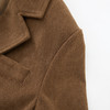 西遇复古棕色灯芯绒外套女新款宽松垫肩翻领做旧西装13542622 商品缩略图5