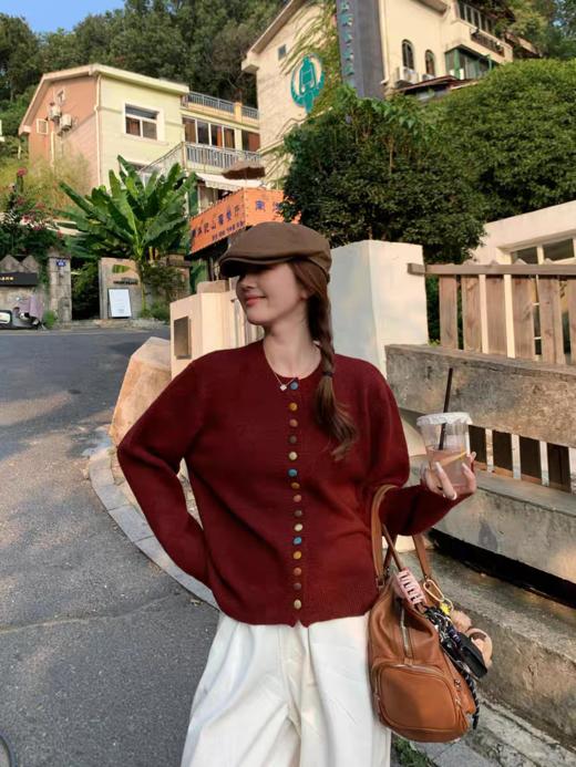 🥰品牌同款【秋季韩系羊毛混纺彩扣针织开衫慵懒毛衣】🎉秋天怎么能没有一件开衫！👍超高品质版本！超~舒~服~面料无敌软糯，🤩和普通开衫不一样的柔软度~！ 商品图1