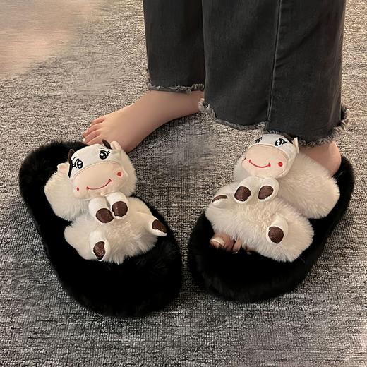 【显瘦显高❗️毛毛玩偶棉拖鞋】精选材质，细腻柔软舒适，复古简约，大气百搭鞋头，新款时尚百搭可爱棉拖鞋，可外穿ins潮鞋子L 商品图0
