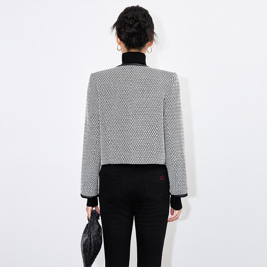 【高货wl】全新升级【铂金会员367/天猫489/差价122】(81806) 洛诗琳时尚复古不规则链条外套高级感满满撞色短外套女 商品图4