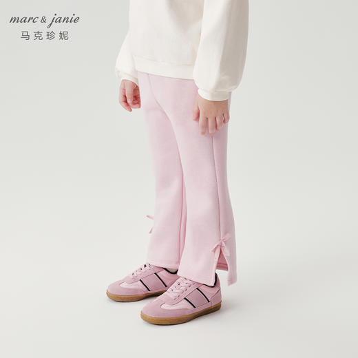 【抗静电】马克珍妮女童蝴蝶结加绒喇叭裤儿童裤子宝宝冬装241313 商品图1