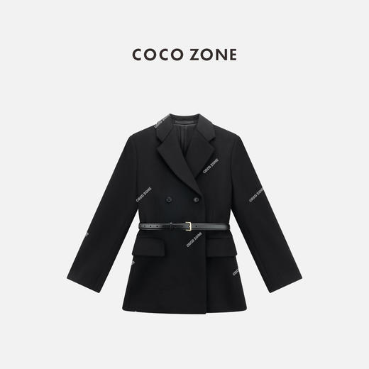 COCO ZONE 高级感黑色西装外套气质双排扣上衣CC2C1411 商品图0