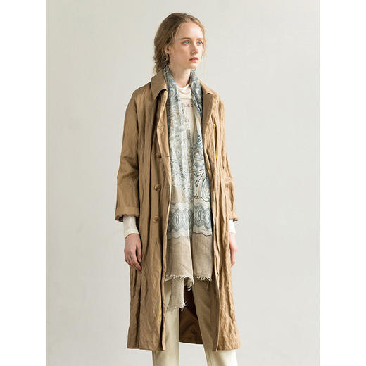 Famecoco范可儿金属丝风衣女卡其色文艺范装F195AA033 商品图1