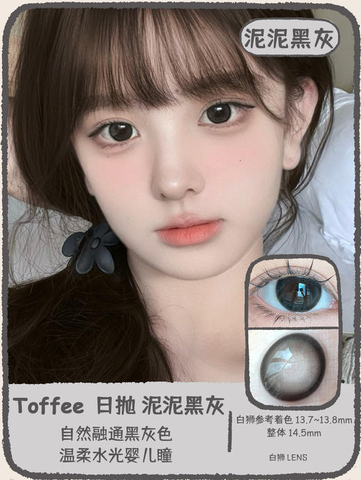 Toffee one day旗下 | 泥泥黑灰&肉肉蜜棕&祈愿少女  | 14.5mm白狮参考着色大直径 日抛  一盒十片装 商品图0