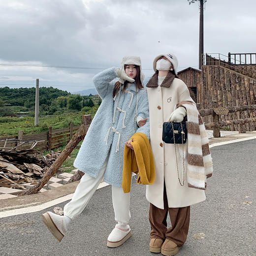 <曾小咸推荐>新品现货秒杀！卖完下架不再补 ！微信粉丝打折价！韩系撞色领毛呢外套大衣 日常319.99 立减120 秒杀199.99！！ 商品图1