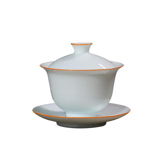 茶香记 九山窑白砂土三才盖碗柴窑130ml白沙土釉素简茶具泡茶碗 商品图4