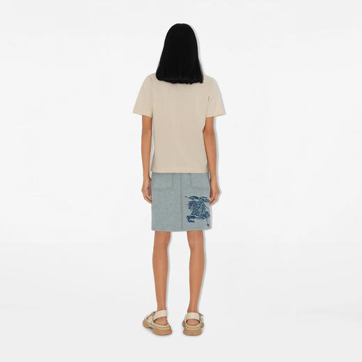 BURBERRY 巴宝莉 女士马术骑士徽标印花棉质圆领短袖T恤 米色 8096379 C1403 商品图3