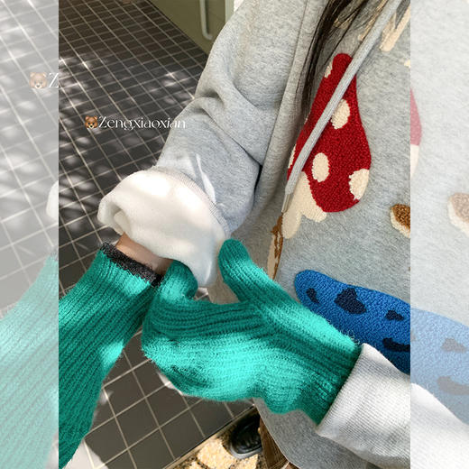 <曾小咸推荐>新品现货秒杀！卖完下架不再补 ！微信粉丝打折价！！灰色加绒连帽蘑菇绣花卫衣 日常199.99/件 立减100 秒杀99.99/件！！ 商品图2