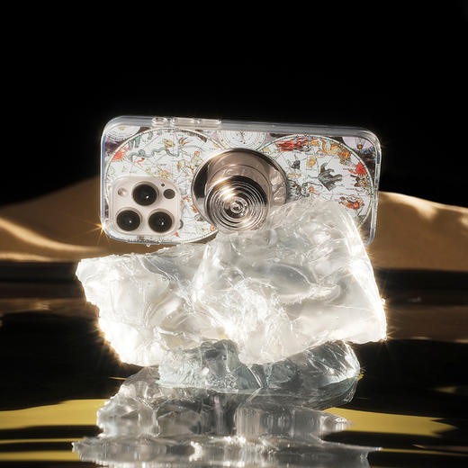 【古城密语】月光涟漪·MagSafe圆啪嗒 MAGSAFE磁吸手机支架 Round圆啪嗒系列 银色 波纹 商品图3