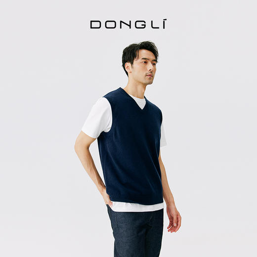 东黎 • 小山羊绒男士秋冬V领纯色马甲套头衫 21S221 商品图2
