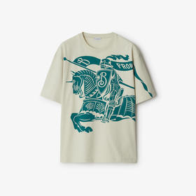 BURBERRY 巴宝莉 男士马术骑士徽标印花棉质圆领短袖T恤 白色 8094262 C1160