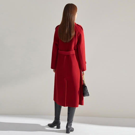 【高货sh】全新升级【铂金会员882/天猫1189/差价307】(03318) 洛诗琳秋冬季英伦风新年红双排扣长款羊毛双面毛呢外套 商品图4