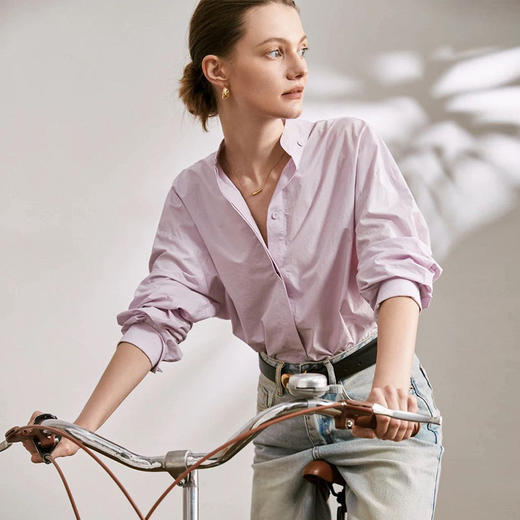 【顺丰包邮】81100 洛诗琳轻中式chic风韩系慵懒大廓形纯色衬衫021 商品图0