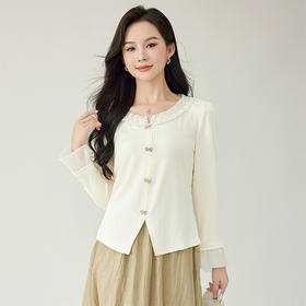 奢姿2025年春季新款大码女装减龄钉珠上衣胖妹妹拼接开衩针织衫5543262127