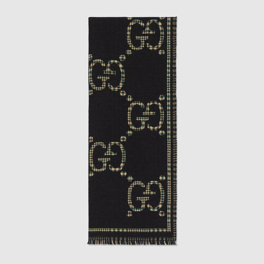 【二】GUCCI 古驰 男女通用格纹 GG 羊毛围巾 混色 660025 4G386 1066 商品图1
