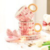 【粉嫩草莓兔创意杯】粉嫩少女心马克杯带盖高颜值家用陶瓷水杯子女生生日礼物礼盒装 商品缩略图4