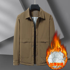 【棉衣】【新款DWN】大依优型大码翻领夹克加棉棉衣外套加肥加大肥佬休闲商务上衣男士胖子