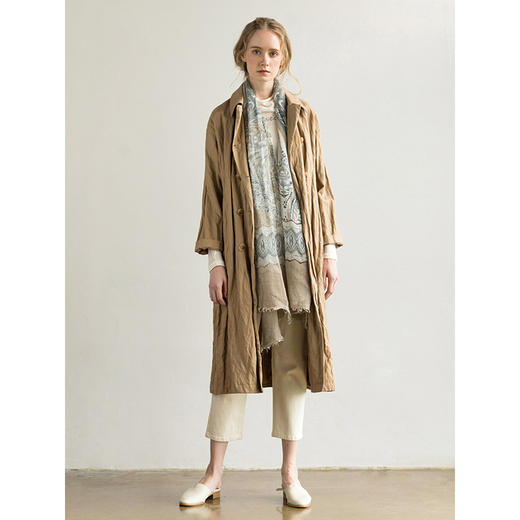 Famecoco范可儿金属丝风衣女卡其色文艺范装F195AA033 商品图3