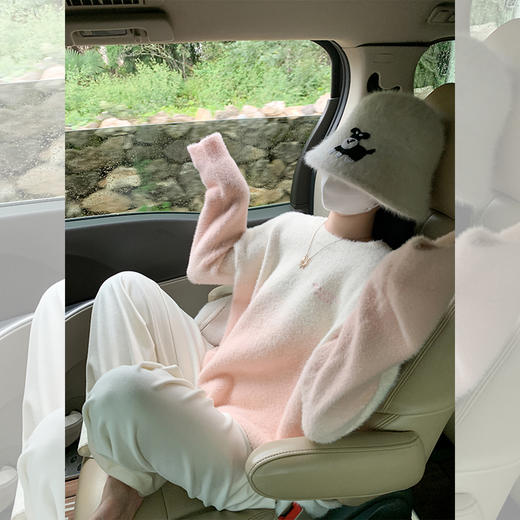 <曾小咸推荐>粉白渐变圆领毛衣 日常199.99/件 立减110 秒杀89.99/件！！ 商品图4