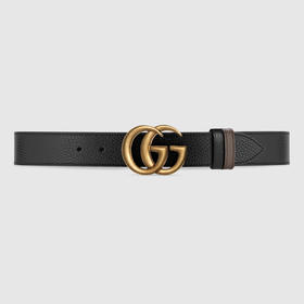 GUCCI 古驰 男士双G带扣双面皮革腰带 黑色 627055 CAO2T 8170