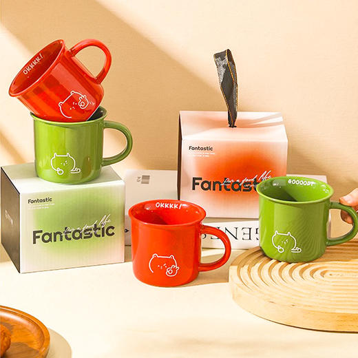 【简笔画反口杯】现代简约陶瓷喝水杯办公室马克杯咖啡杯子礼盒装送朋友 商品图1
