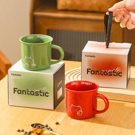 【简笔画反口杯】现代简约陶瓷喝水杯办公室马克杯咖啡杯子礼盒装送朋友